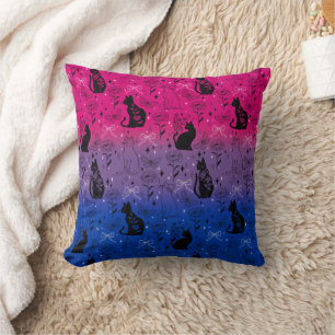 Cojín Decorativo Orgullo Bisexual Gato Negro - Místico y Brujo