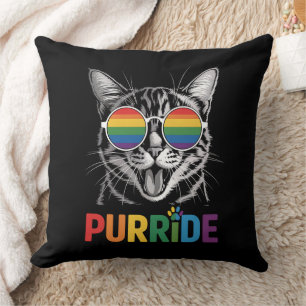 Cojín Decorativo Orgullo Gato Gay Lesbiana Arcoíris LGBTQ Aliado Or