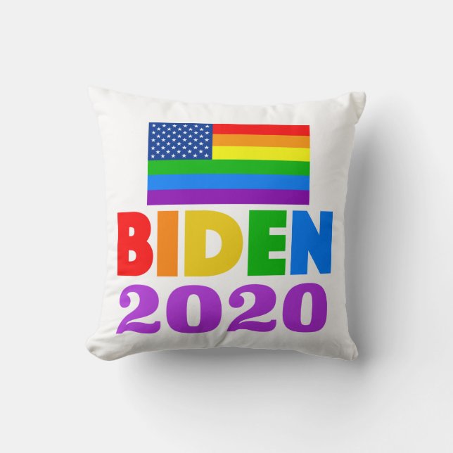 Cojín Decorativo Orgullo gay arcoiris Biden 2020 (Anverso)