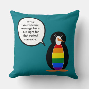 Cojín Decorativo Orgullo Gay Hablando Sra Pingüino Personalizado