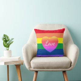 Cojín Decorativo Orgullo gay LGBTQ Corazón arcoiris colorido