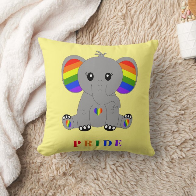 Cojín Decorativo Orgullo gay LGBTQ - lindo elefante con bandera arc (Manta)
