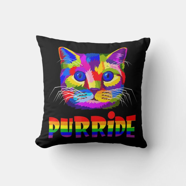 Cojín Decorativo Orgullo gay para hombres LGBT Gift Cat Purri (Anverso)