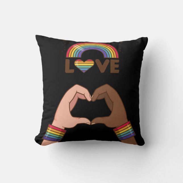 Cojín Decorativo Orgullo LGBT+. Amor arcoíris. Corazón. (Anverso)