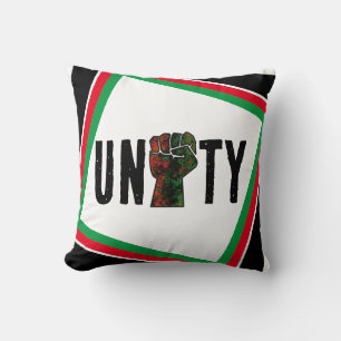 Cojín Decorativo orgullo negro bandera panafricana roja verde puño 