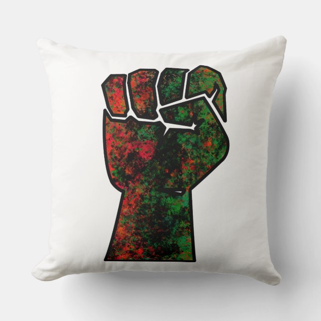 Cojín Decorativo orgullo negro puño rojo verde panafricana unidad d (Anverso)