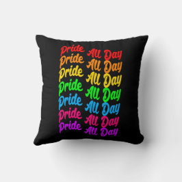Cojín Decorativo Orgullo todo el día de colores arcoiris LGBTQ+