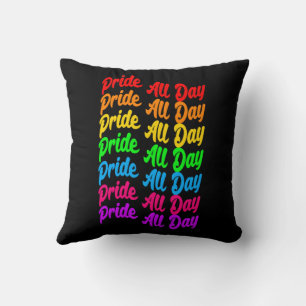 Cojín Decorativo Orgullo todo el día de colores arcoiris LGBTQ+
