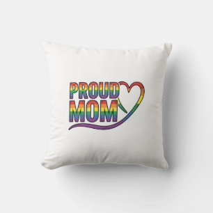 Cojín Decorativo Orgullosa Mamá Corazón Arcoíris Diseño de Grabado