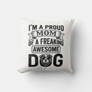 Cojín Decorativo Orgullosa Mamá Perro Diseño Vectorial de Grabado V