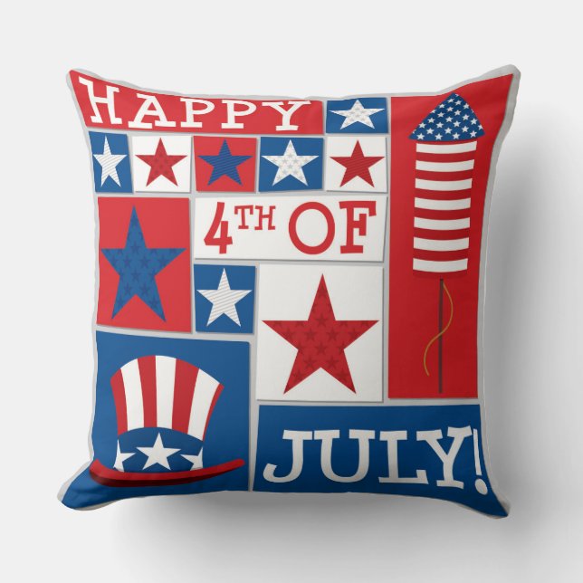 Cojín Decorativo Orgullosas Estrellas Patrióticas Estadounidenses y (Anverso)