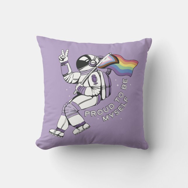 Cojín Decorativo Orgulloso De Ser Astronauta LGBTQ (Anverso)