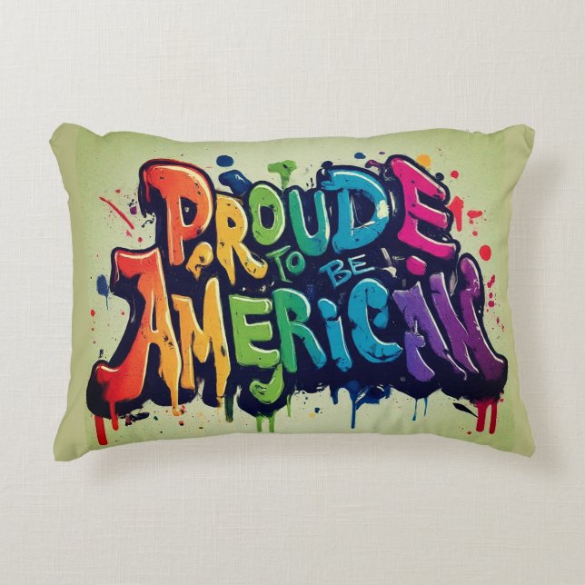 Cojín Decorativo Orgulloso de ser estadounidense (Anverso)
