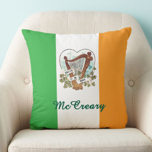 Cojín Decorativo Orgulloso De Ser Irlandés Harp y Trébol Personaliz