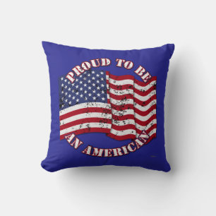 Cojín Decorativo Orgulloso de ser norteamericano con la bandera de