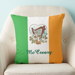 Cojín Decorativo Orgulloso de ser Personalizado irlandés de Harp y 
