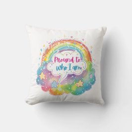 Cojín Decorativo Orgulloso de ser quien soy Arte de arcoíris Regalo