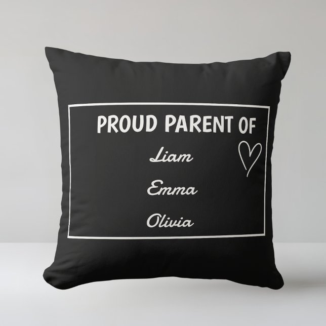 Cojín Decorativo Orgulloso padre de: con nombres personalizados (Subido por el creador)