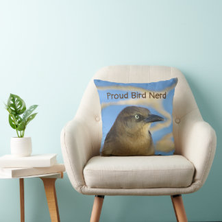 Cojín Decorativo Orgulloso pájaro Nerd Blackbird Hobby Birdwatcher
