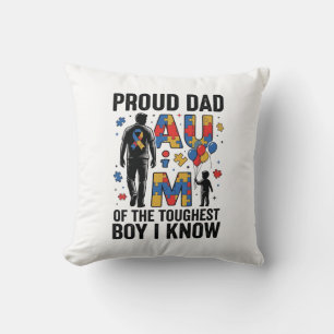 Cojín Decorativo Orgulloso Papá Autismo Chico Más Fuerte Diseño Vec