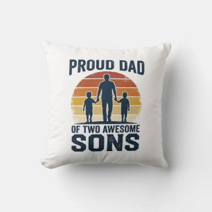 Cojín Decorativo Orgulloso Papá de Dos Hijos Increíbles Diseño de C