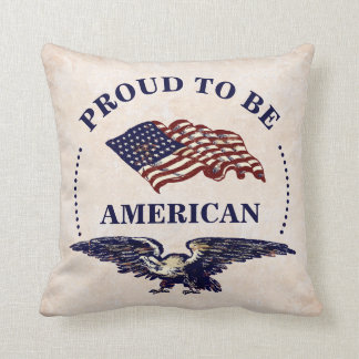 COJÍN DECORATIVO ORGULLOSO SER VINTAGE AMERICANO EAGLE Y BANDERA