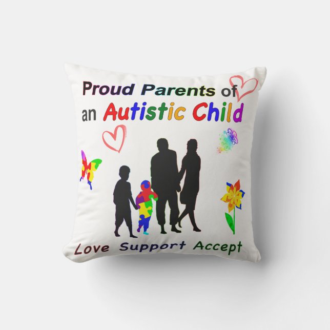 Cojín Decorativo Orgullosos padres de autismo (Anverso)