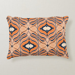 Cojín Decorativo Oriental Seamless: Ornamento Naranja negro