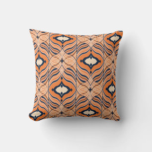 Cojín Decorativo Oriental Seamless: Ornamento Naranja negro