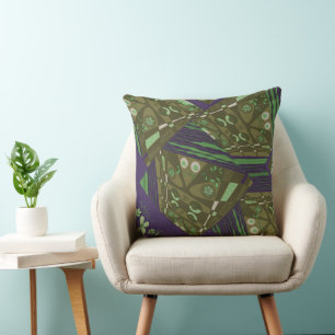Cojín Decorativo Origami Chintz (L) Púrpura de Oliva Verde Dusty