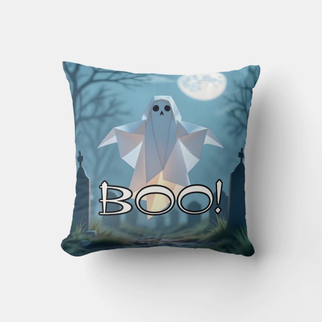Cojín Decorativo Origami Halloween Scary Ghost Silly (Anverso)
