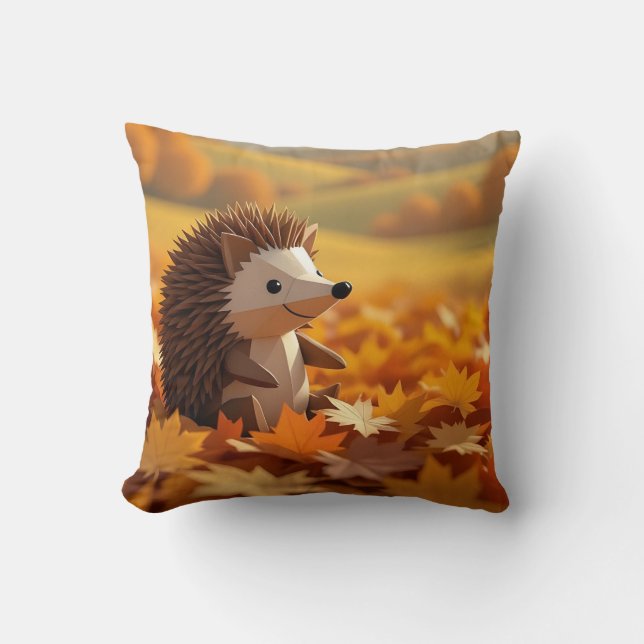 Cojín Decorativo Origami Hedgehog Tema del otoño (Anverso)