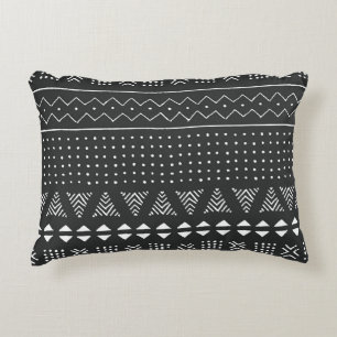Cojín Decorativo Origen étnico tribal: patrón blanco negro.
