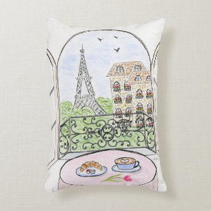Cojín Decorativo Original Hand Pintado Whimsical Paris Eiffel Tower