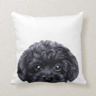 Cojín Decorativo Original negra del caniche de juguete por el miart
