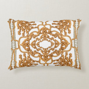 Cojín Decorativo Ornamento barroco dorado. Cartuche de oro, cicatri
