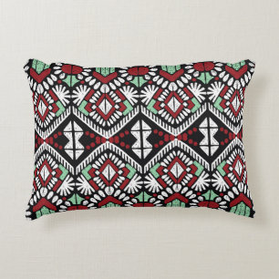 Cojín Decorativo Ornamento de folclore geométrico Ikat. Etnia triba