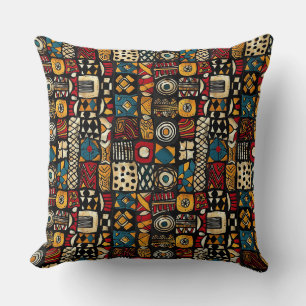 Cojín Decorativo Ornamento étnico africano tradicional, patrón trib