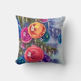 Cojín Decorativo Ornamentos de árbol de Navidad retro vintage