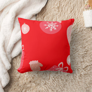 Cojín Decorativo Ornamentos de navidad de moras rojas Guantes de co
