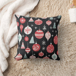 Cojín Decorativo Ornamentos de Navidad Negro