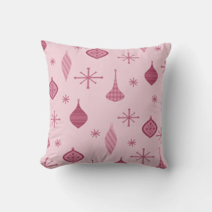 Cojín Decorativo Ornamentos de Navidad Retro Rojo