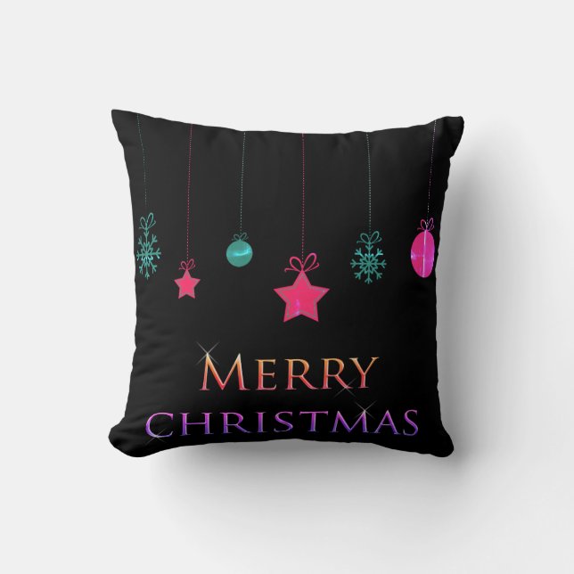 Cojín Decorativo Ornamentos de vacaciones navidades Blanco y negro (Anverso)