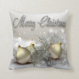 Cojín Decorativo Ornamentos del navidad del reflejo del oro y de la
