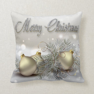 Cojín Decorativo Ornamentos del navidad del reflejo del oro y de la