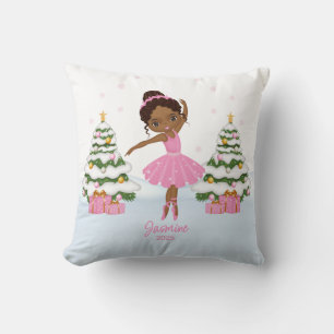 Cojín Decorativo Ornamentos navideños de balerina afroamericana