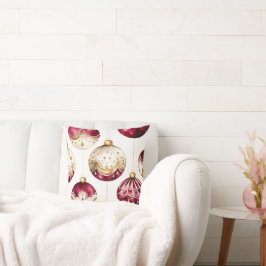 Cojín Decorativo Ornamentos navideños de Borgoña y Marfil y oro