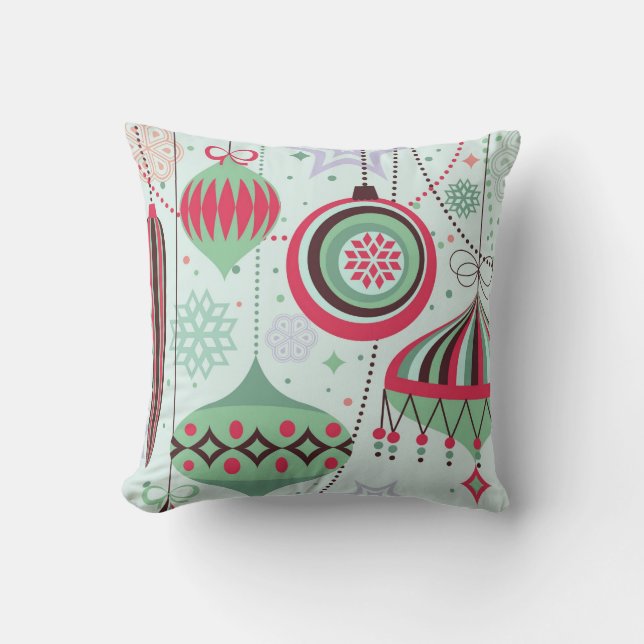 Cojín Decorativo Ornamentos navideños de estilo Art-Deco Pastel Ton (Anverso)
