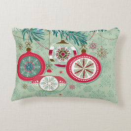 Cojín Decorativo Ornamentos retros azules y rojos del navidad