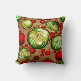 Cojín Decorativo Ornamentos rojos y verdes